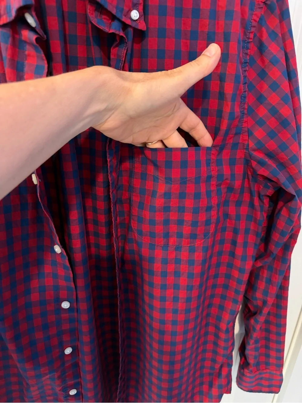 J. Crew Men’s Red & Royal Blue Check Button-Down Shirt